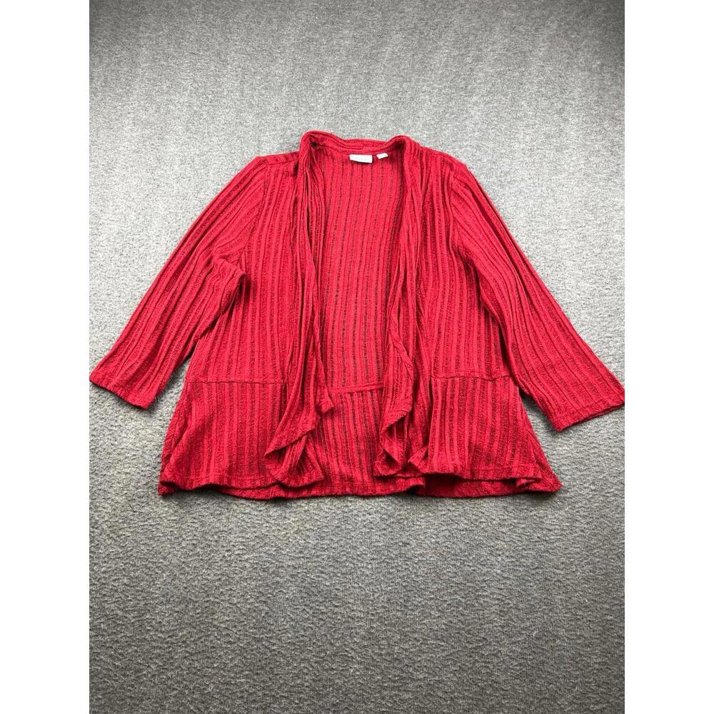 Kim Rogers Petite Red Open Front Cardigan Sweater Size Petite Large